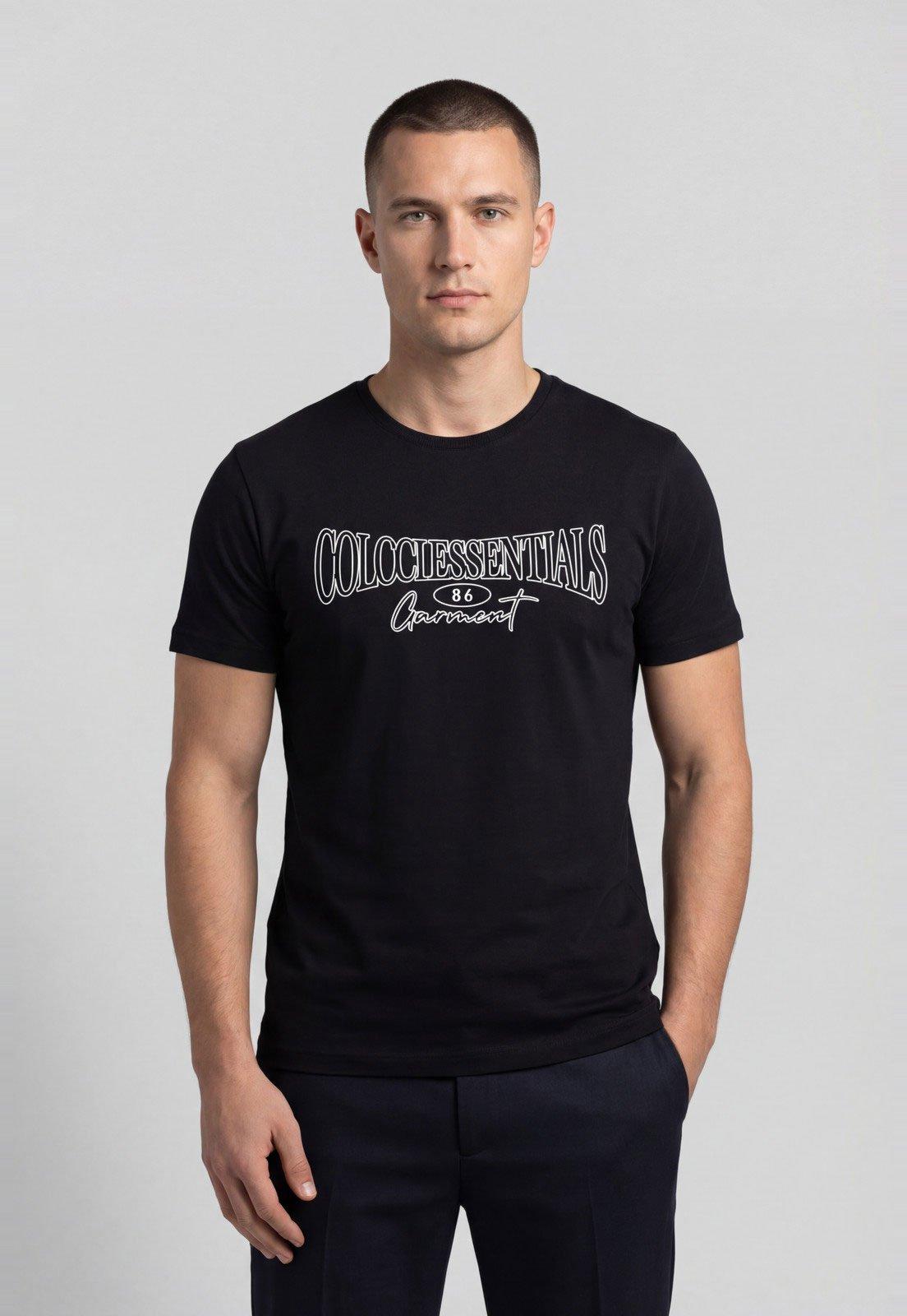 Camiseta Masculina Colcci Estampa Frontal Preta