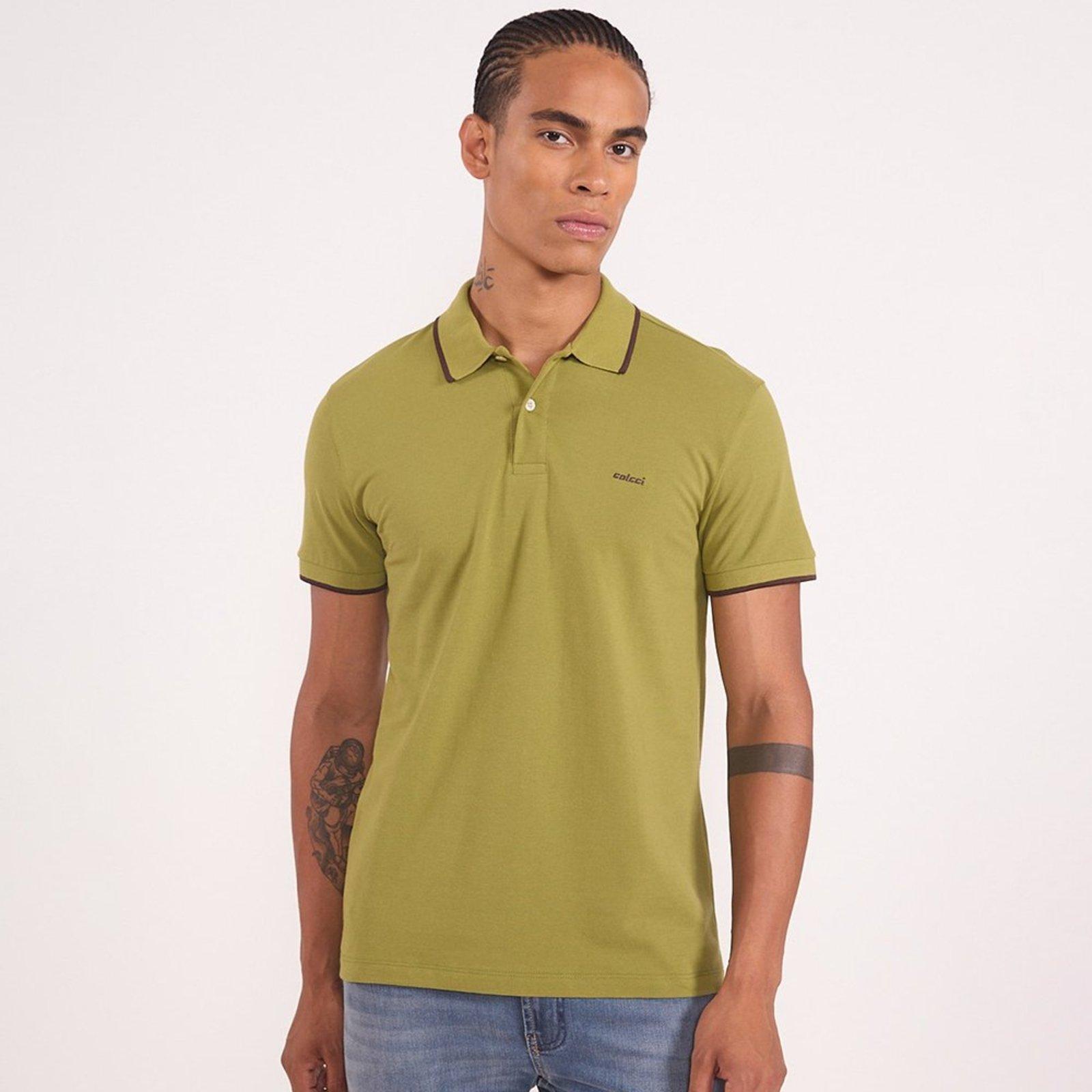 Camisa Polo Colcci Piquet 1 Listra In26 Verde Masculino