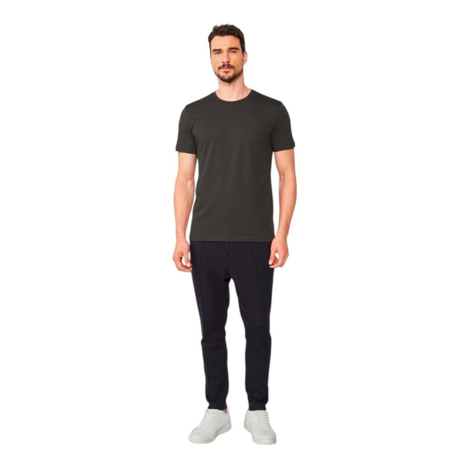Camiseta Slim Pima Com Bordado Colcci Verde Forest Night