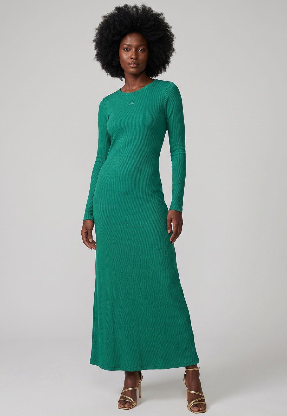 Vestido Feminino Lança Perfume Longo Manga Longa Verde