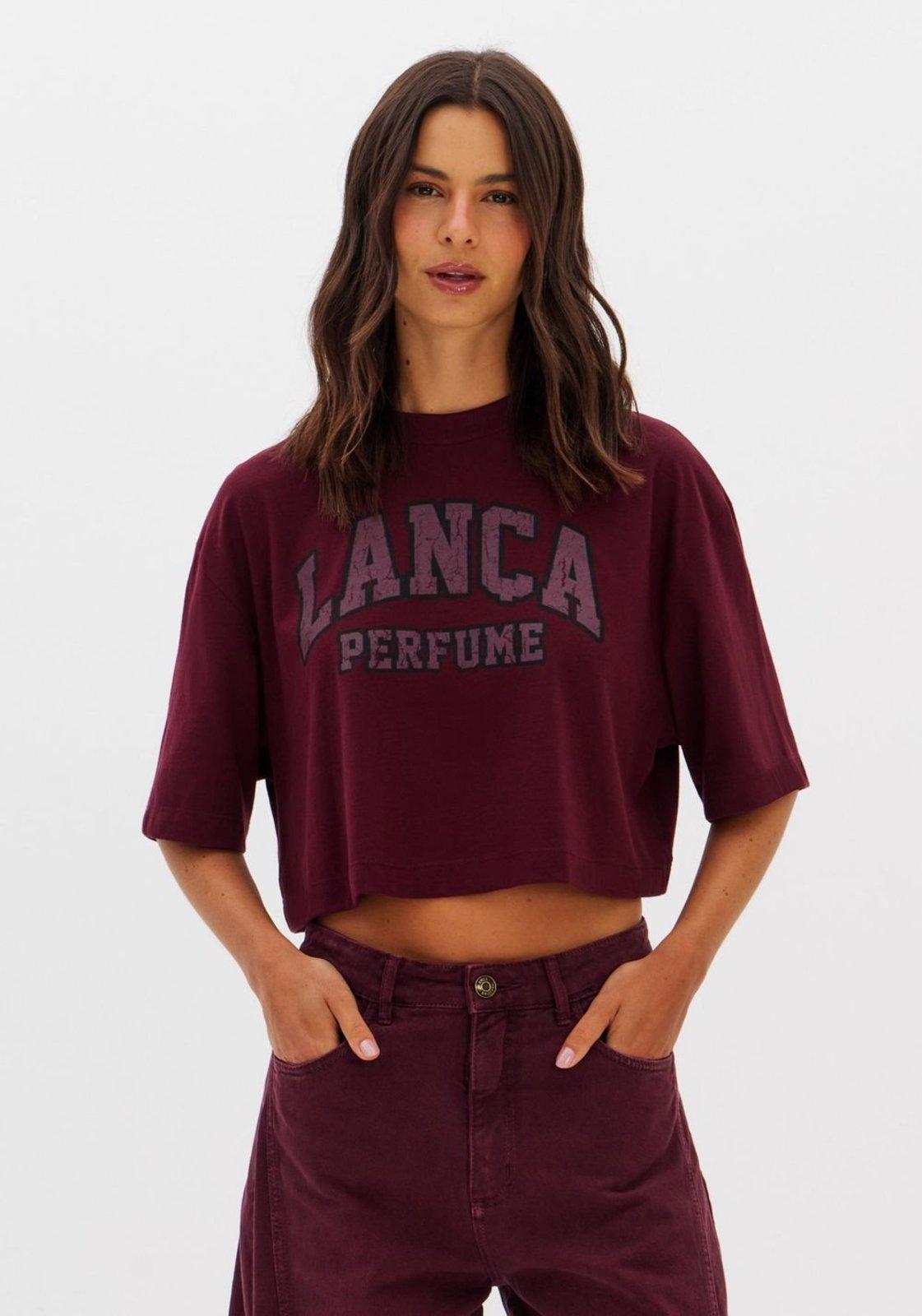 T-shirt Oversized Cropped Manga Curta Lança Perfume