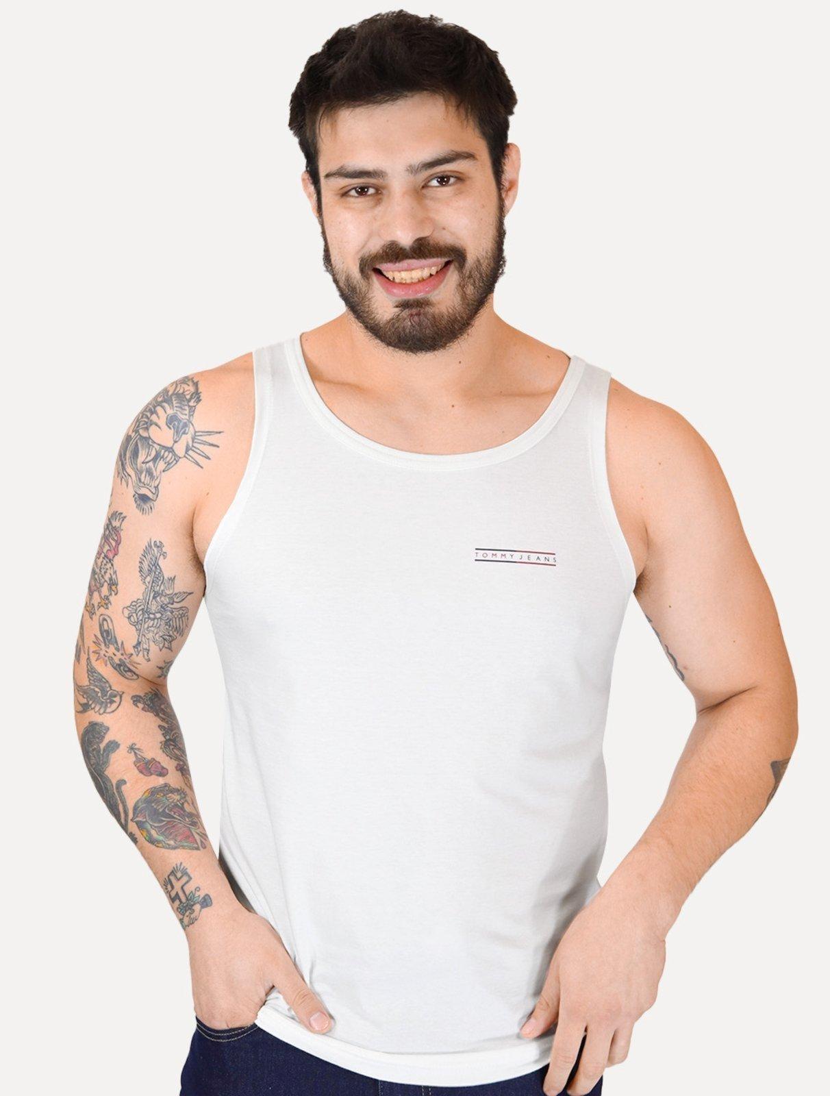 Regata Tommy Jeans Masculina Slim Entry Graphiv Tank Ext Branca
