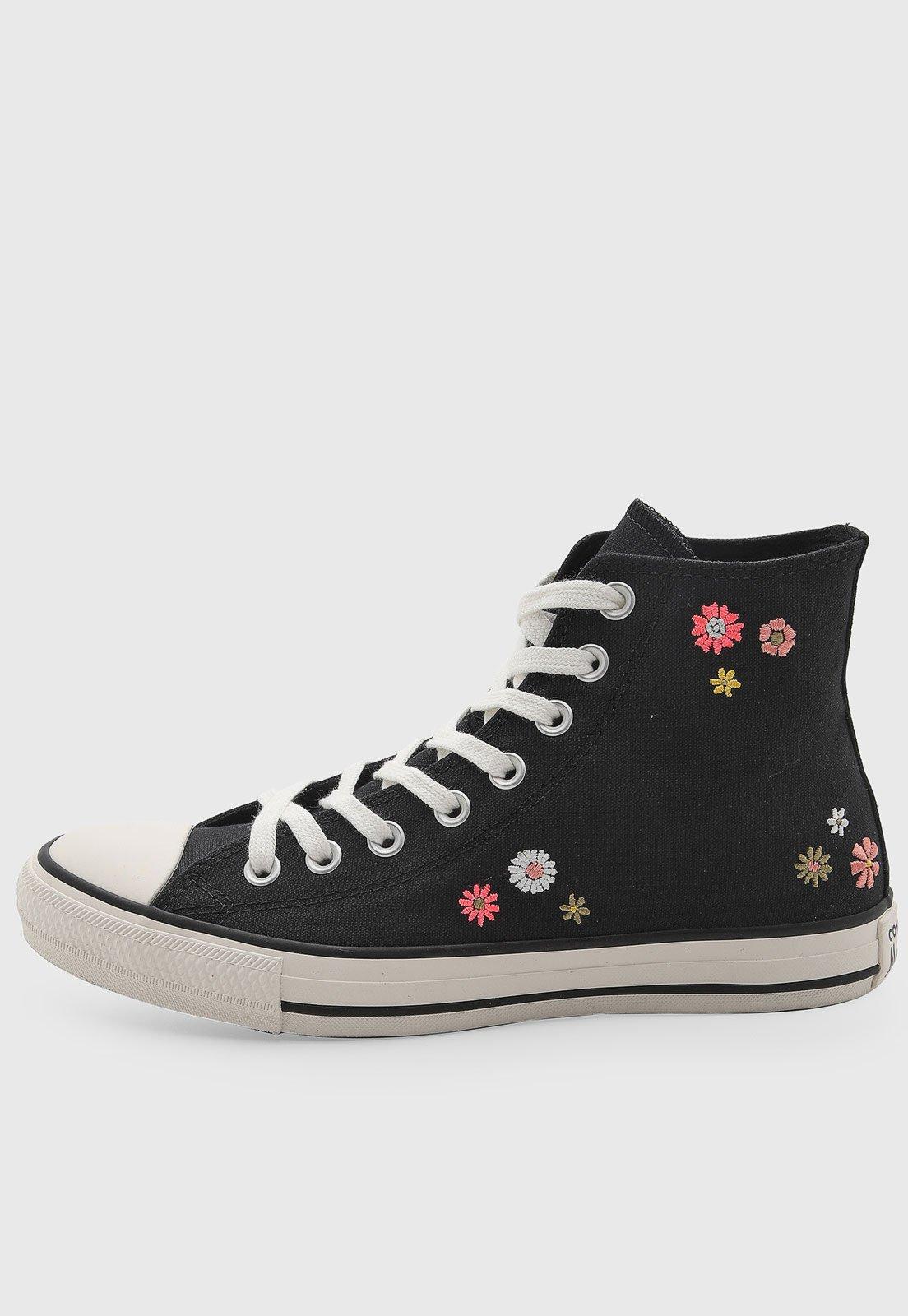 Tênis Feminino Converse Chuck Taylor All Star Cano Alto Bordado Preto