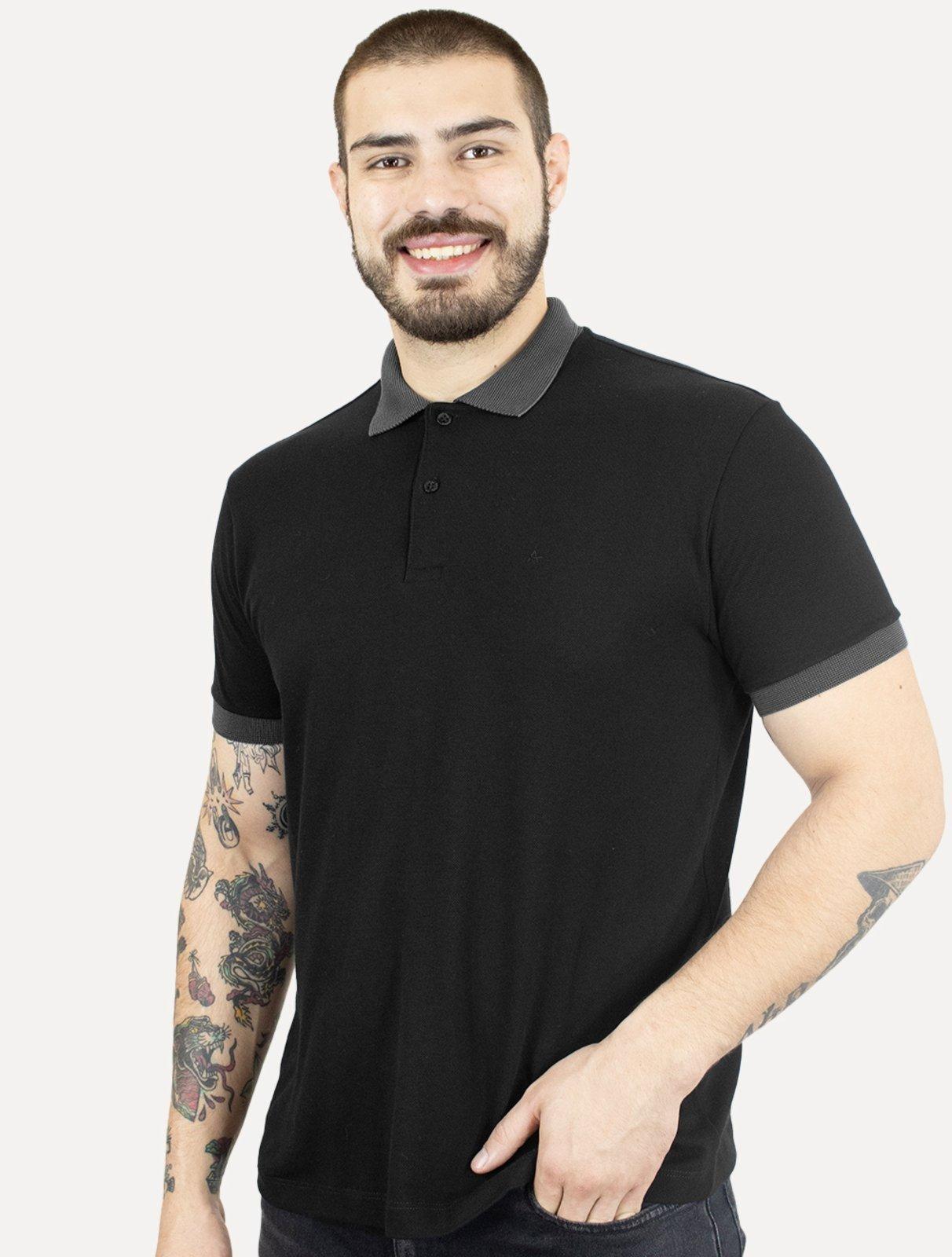 Polo Aramis Masculina Piquet Maquinetada Vegas Preto
