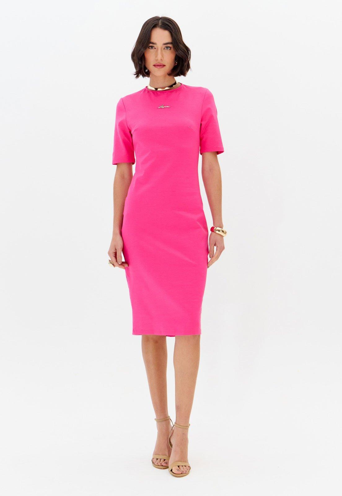 Vestido Feminino Lança Perfume Midi Ajustado Rosa