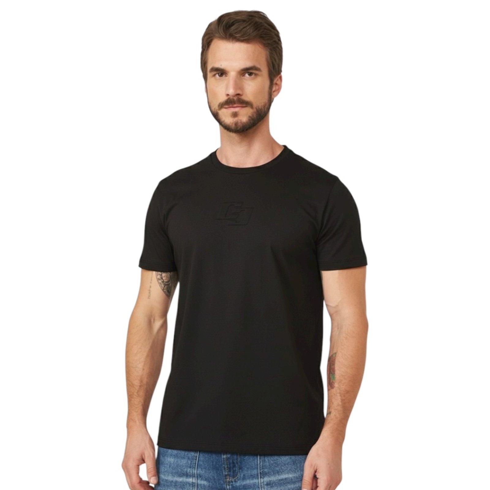 Camiseta Slim Bordado Duplo C Colcci Preto