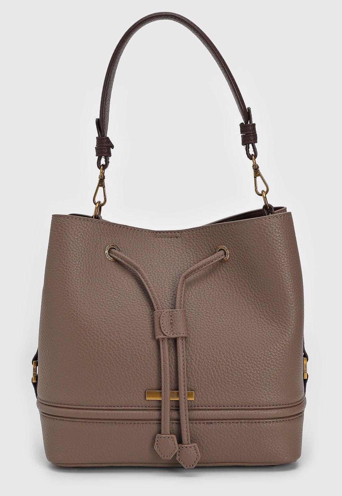 Bolsa Feminina Santa Lolla Média Texturizada Marrom Taupe