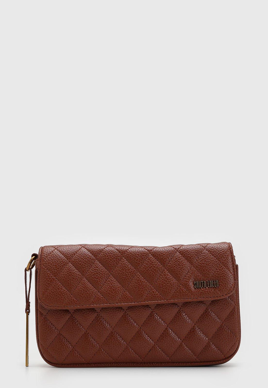 Bolsa Tiracolo Santa Lolla Matelassê Alça Corrente Marrom