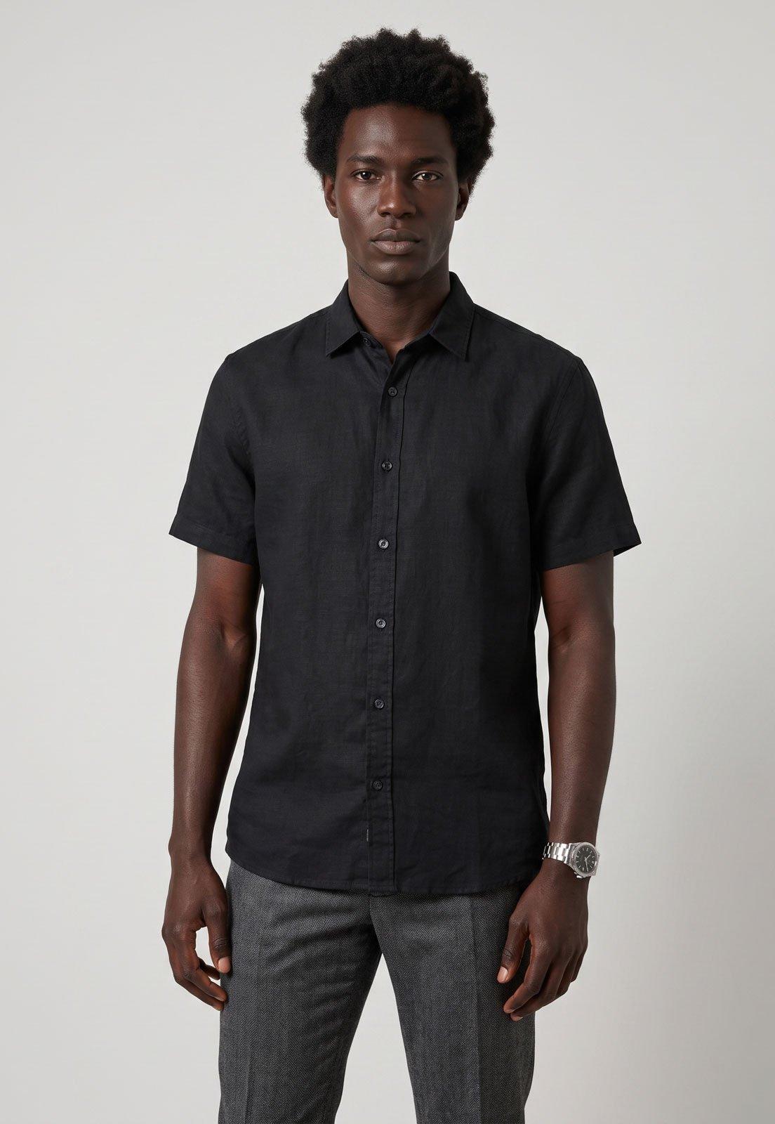 Camisa Masculina John John Linho Preta