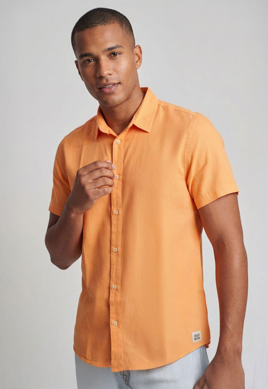 Camisa Masculina Colcci Gola Clássica Laranja