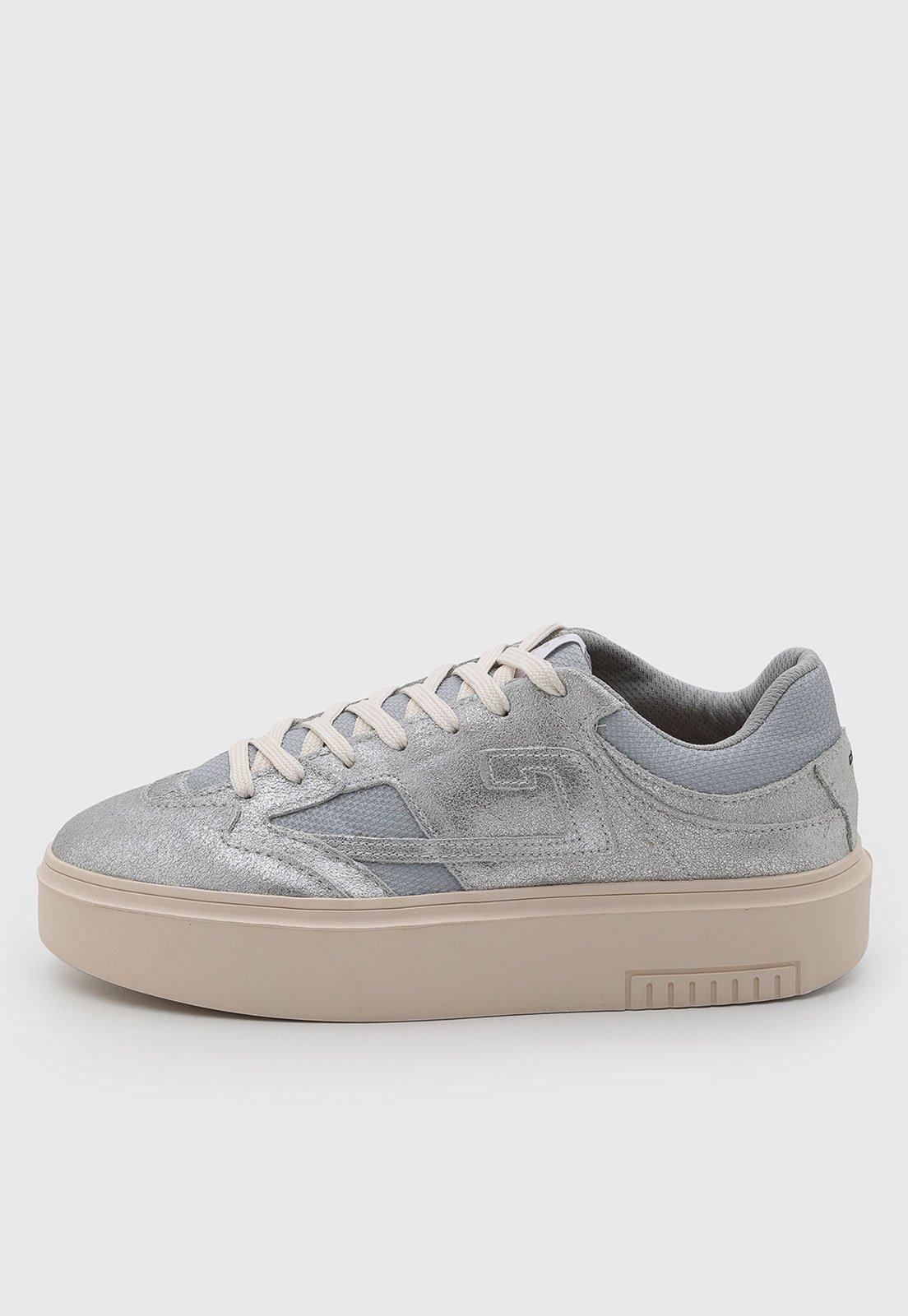 Tênis Feminino Colcci Cadarço Metalizado Prata