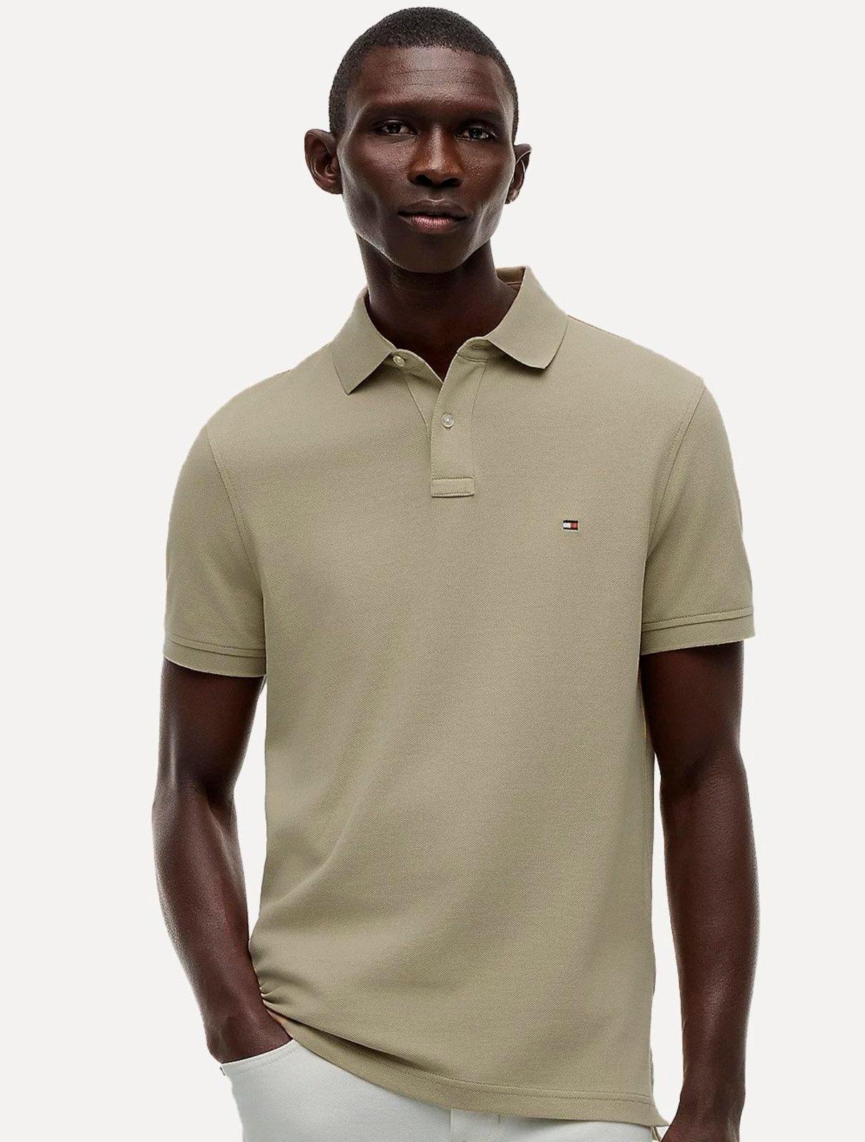 Polo Tommy Hilfiger Masculina Slim Piquet 1985 Cáqui Médio