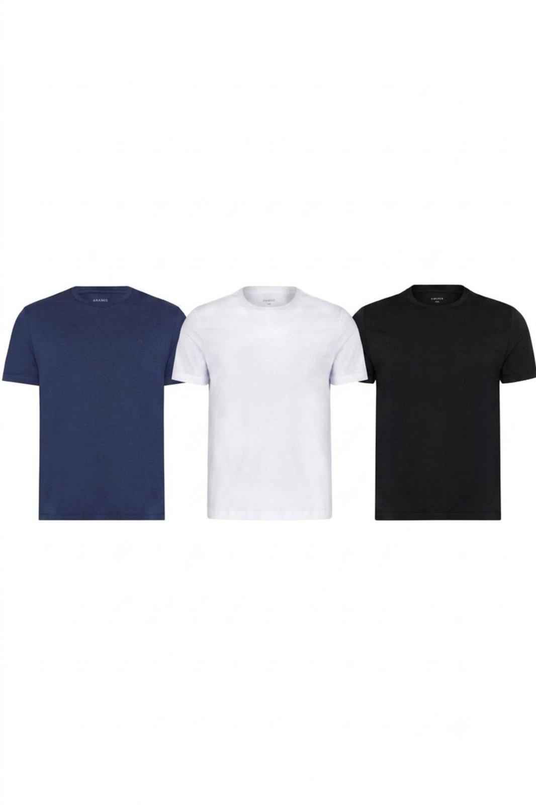 Kit Aramis 3 Camisetas New Basic Preto, Branco e Navy