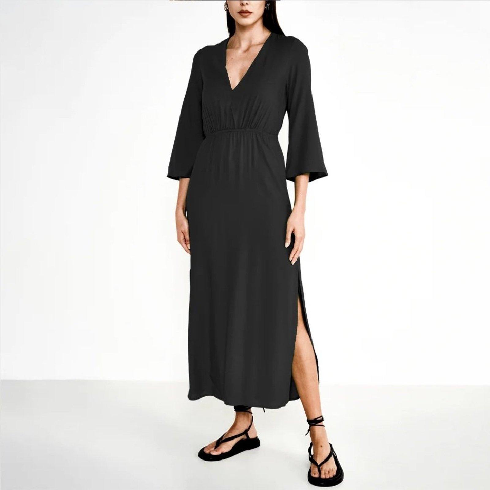 Vestido Midi Colcci Recorte Fenda Ou25 Preto Feminino
