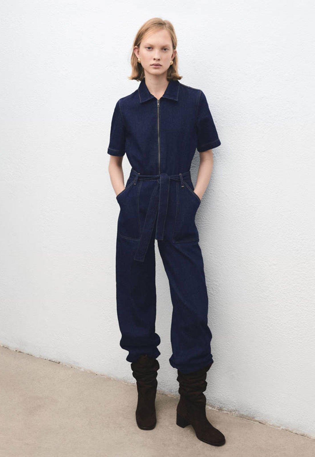 Macacão Feminino Mango Jeans Azul Escuro