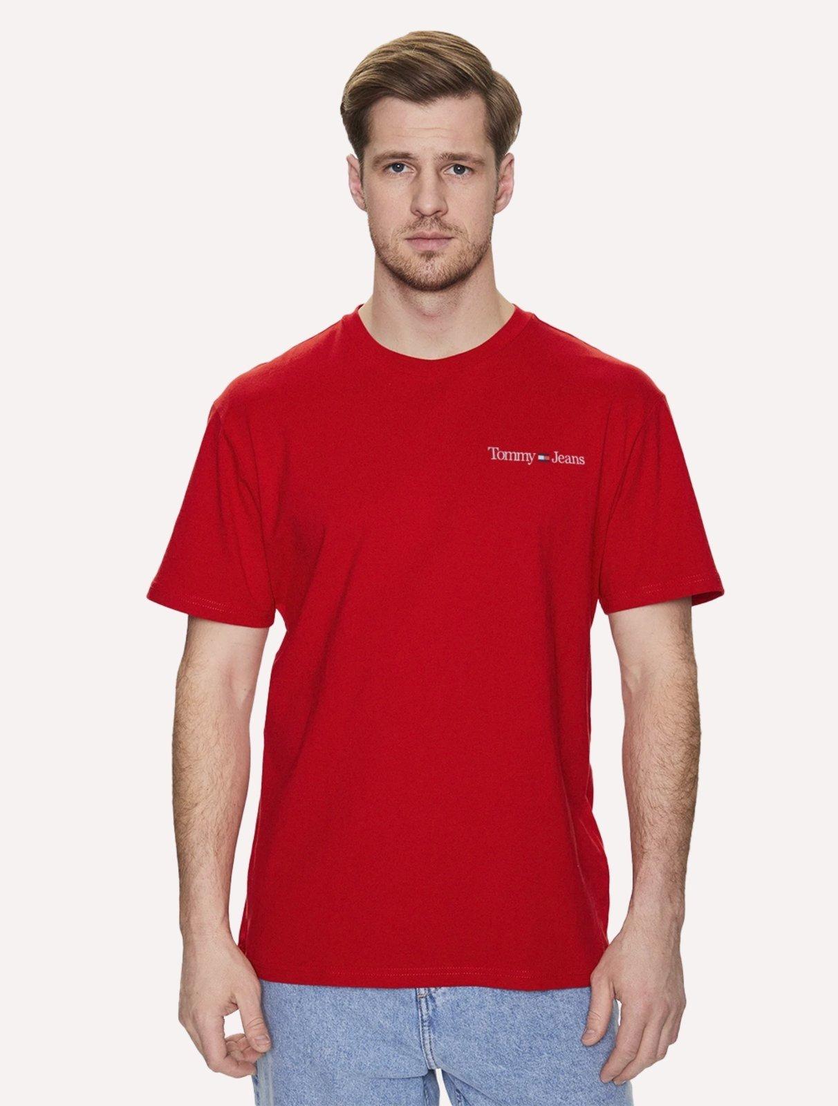 Camiseta Tommy Jeans Masculina Classic Linear Chest Vermelha