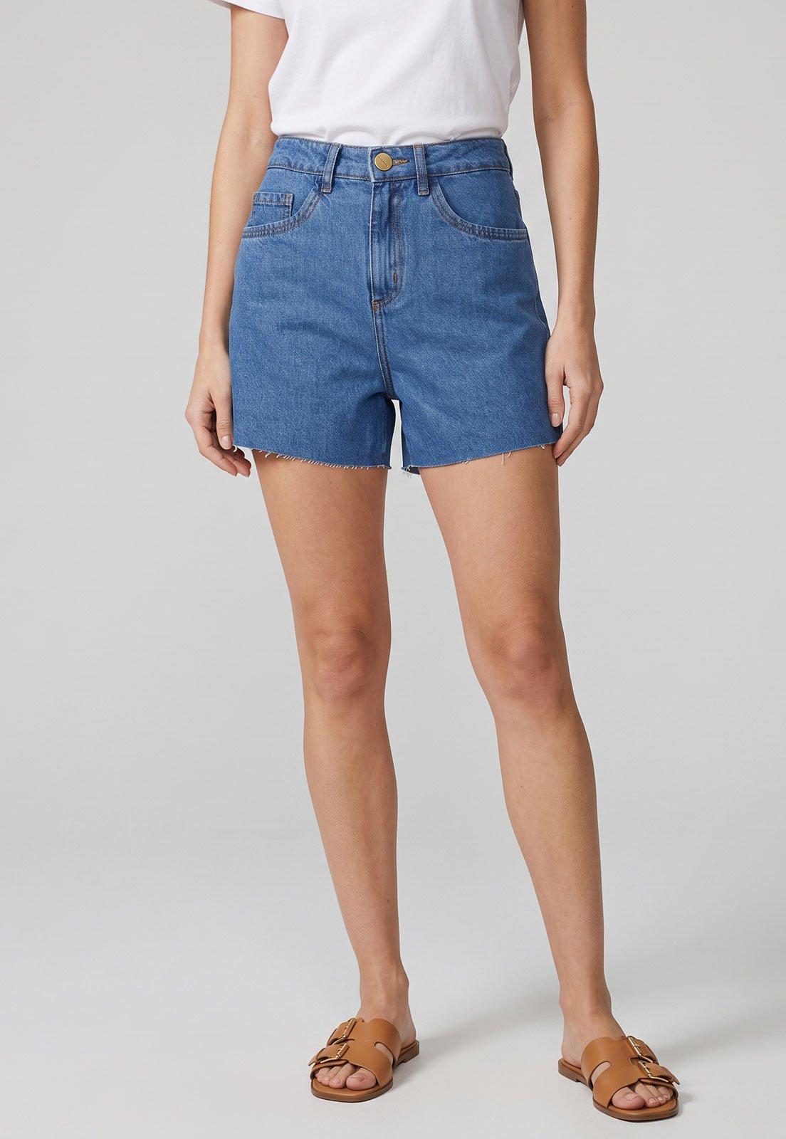 Shorts Feminino Lança Perfume Barra Desfiada Azul