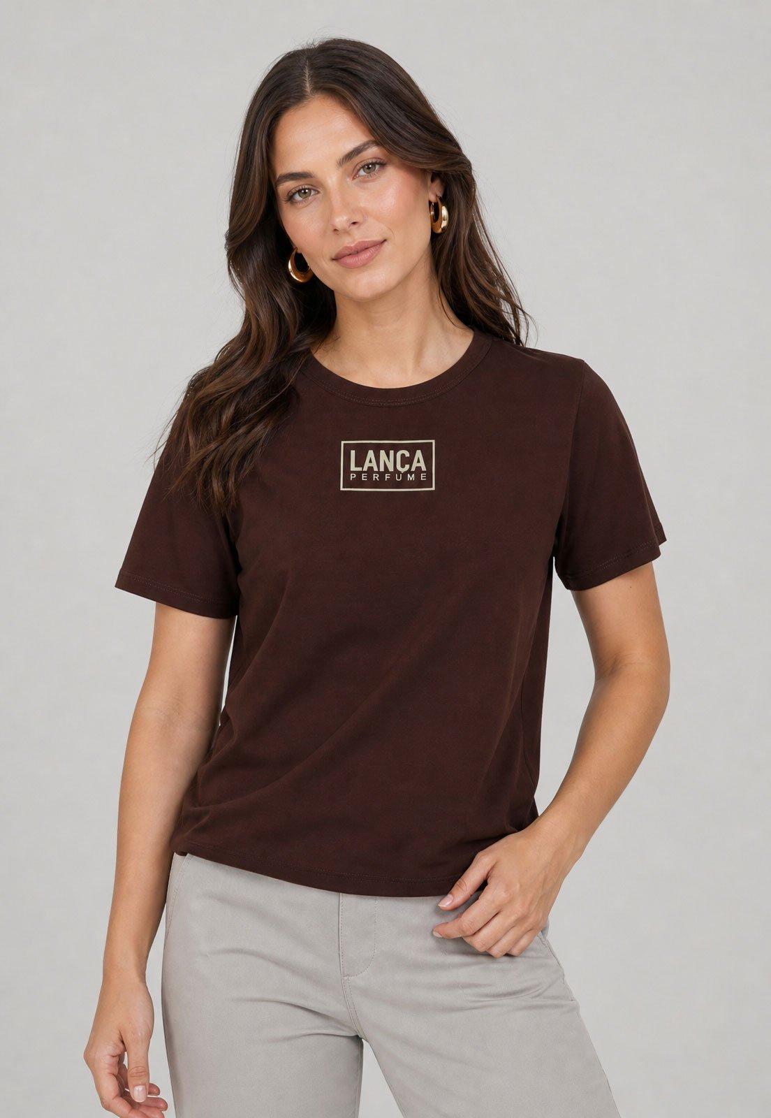 Camiseta Feminina Lança Perfume Logo Marrom