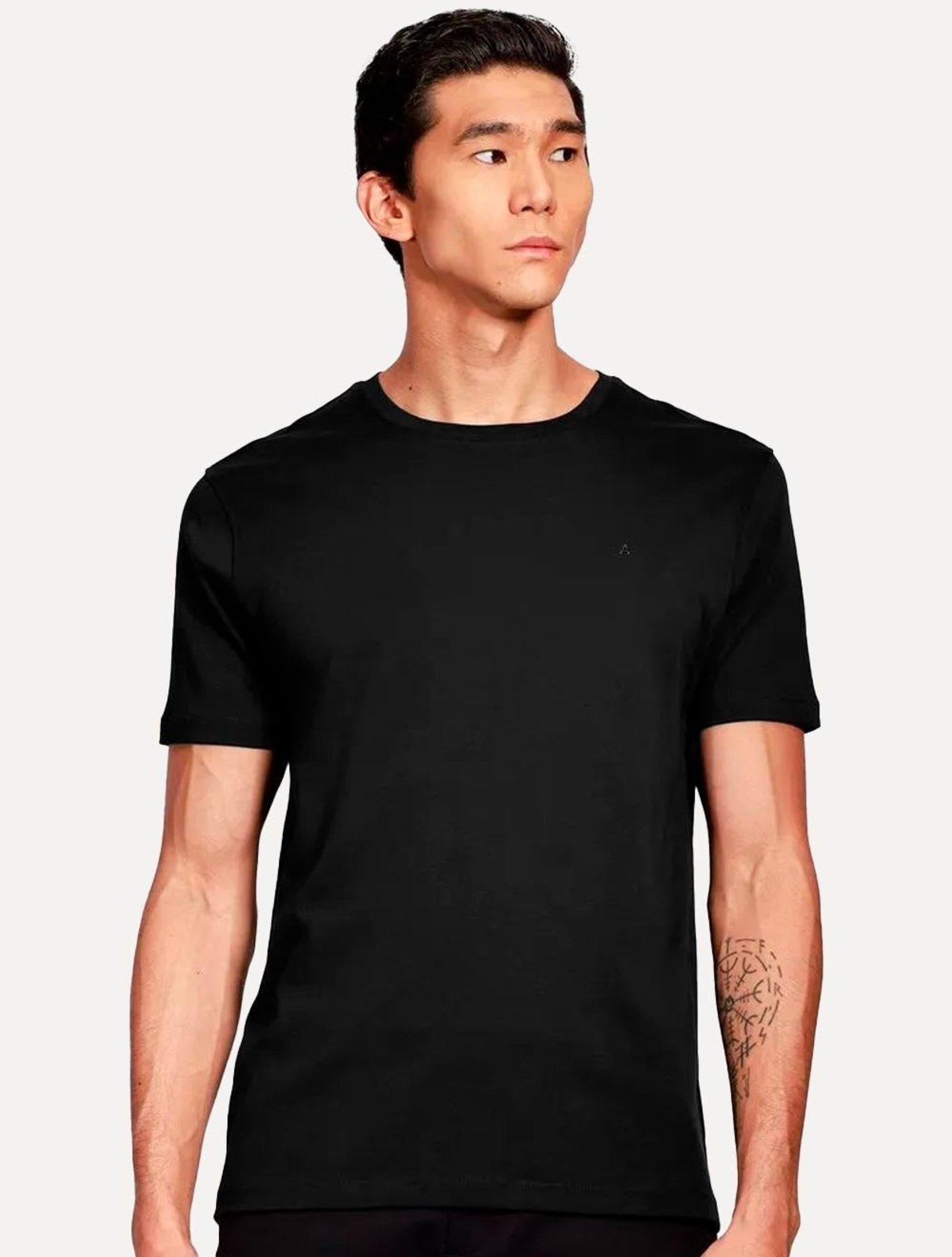 Camiseta Aramis Masculina Basic Lisa Mono Liquid Cotton Preta