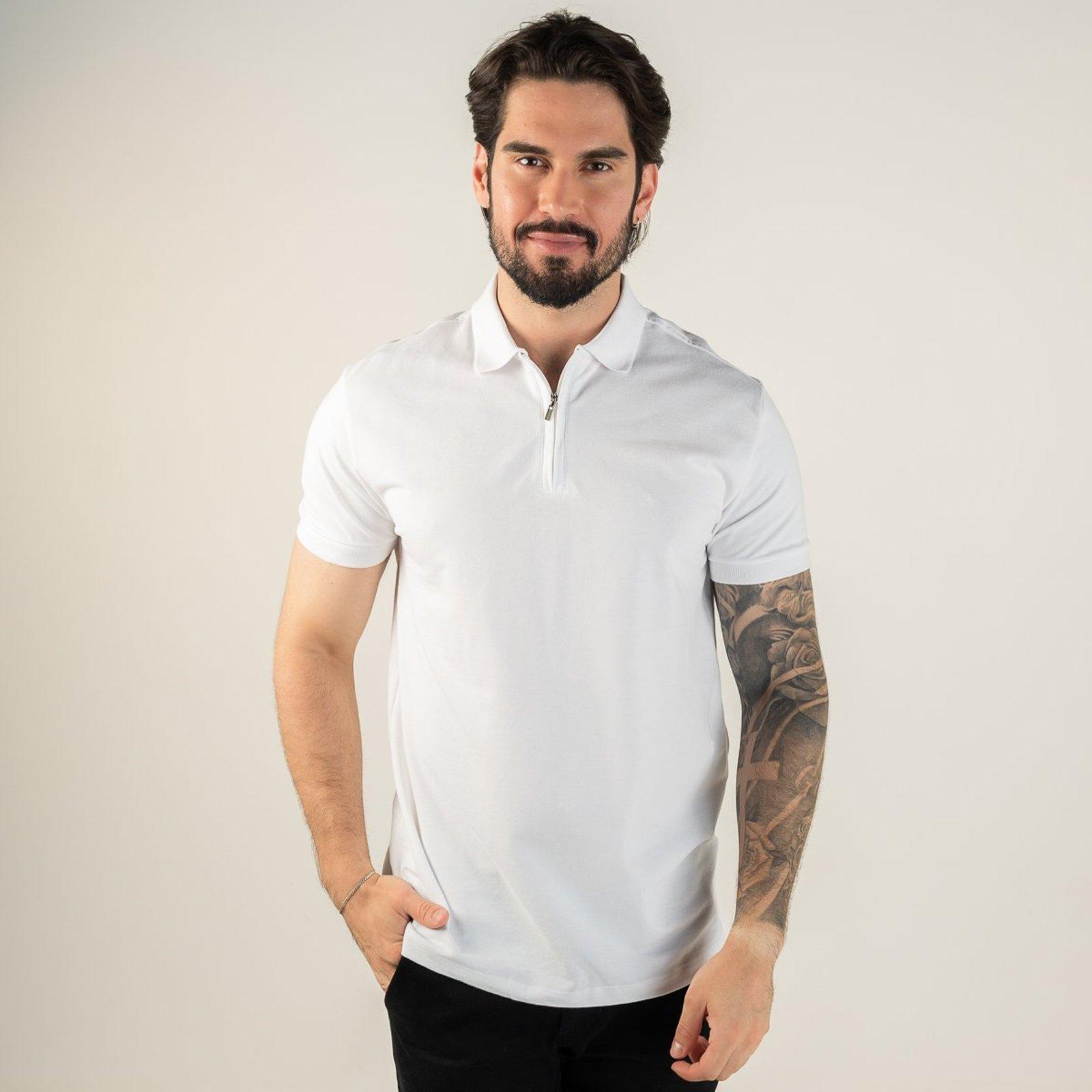 Camisa Polo Aramis Zíper Monocromática Branca