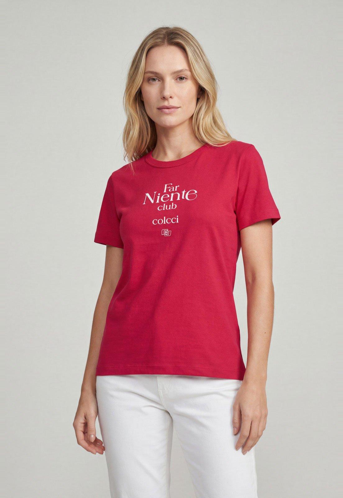 Camiseta Feminina Colcci Estampa Frontal Vermelha
