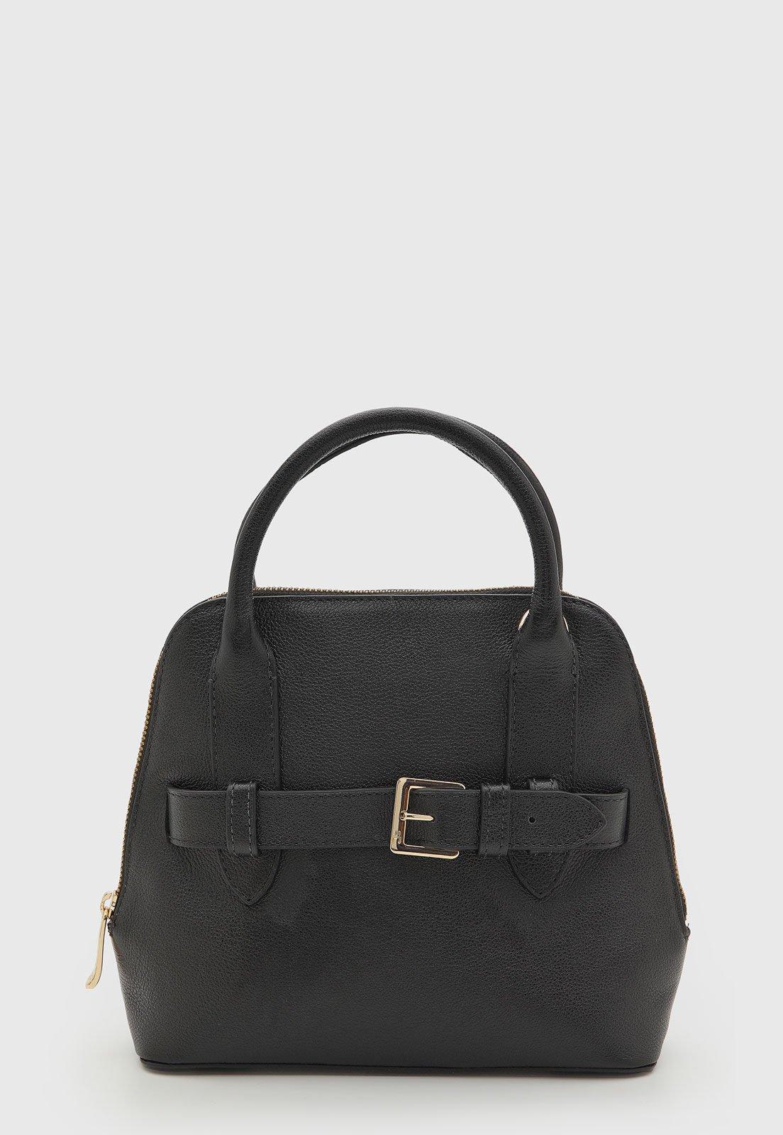 Bolsa Jorge Bischoff Estruturada Couro Preta