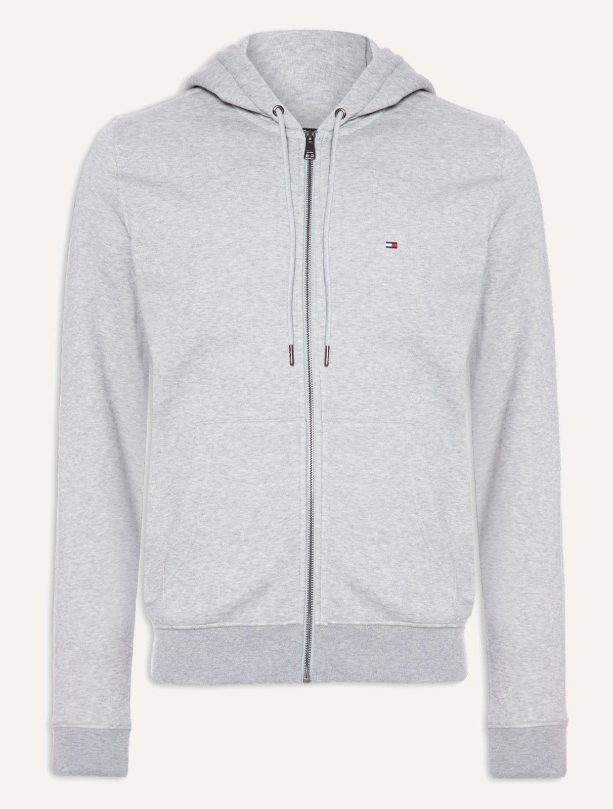 Moletom Tommy Hilfiger Masculino Flag Logo Zip-Through Hoody Cinza Mescla