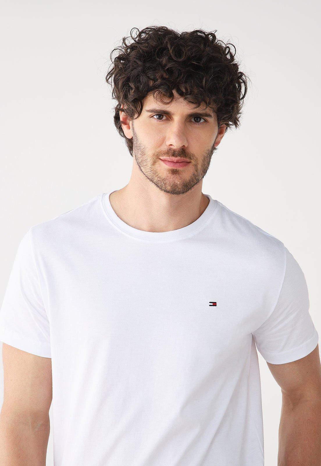 Camiseta Tommy Hilfiger Reta Logo Branca