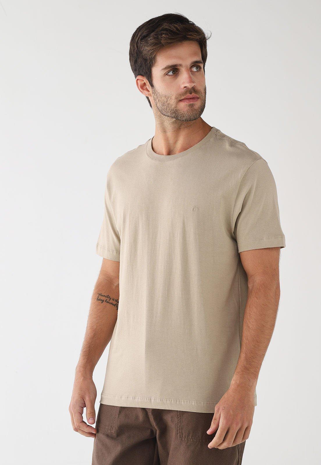 Camiseta Masculina Aramis Logo Bordado Bege