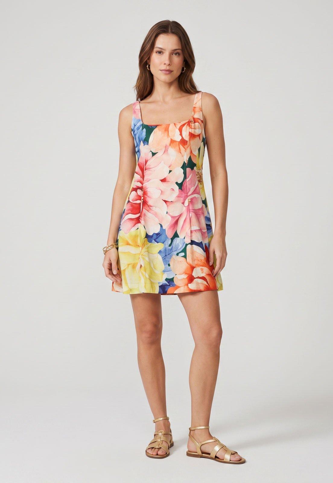 Vestido FARM Curto Floral Rosa