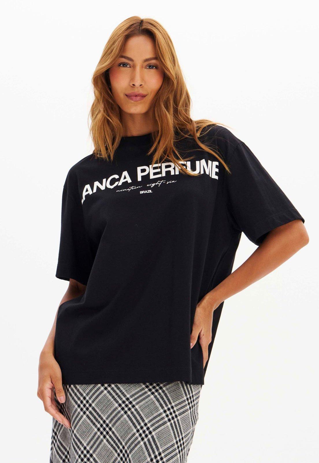 Camiseta Feminina Lança Perfume Oversized Preta