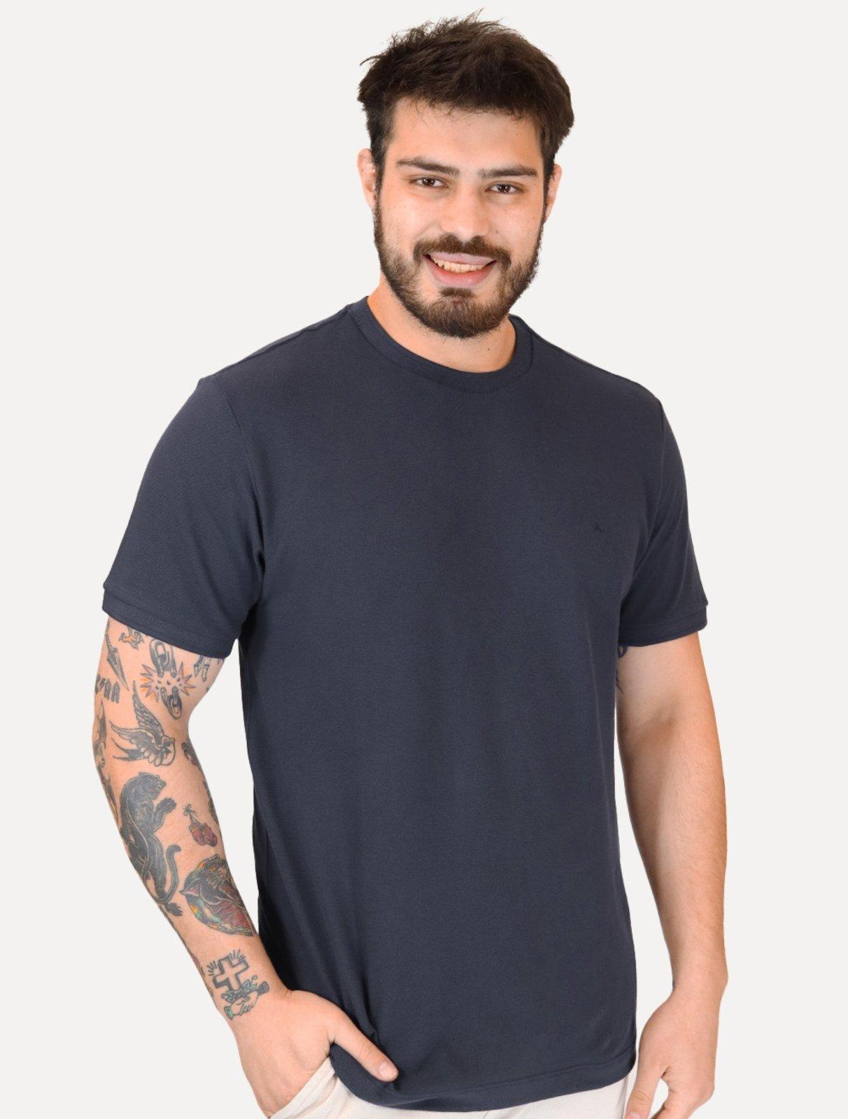 Camiseta Aramis Masculina Piquet Gola Retilinea Textura Azul Marinho
