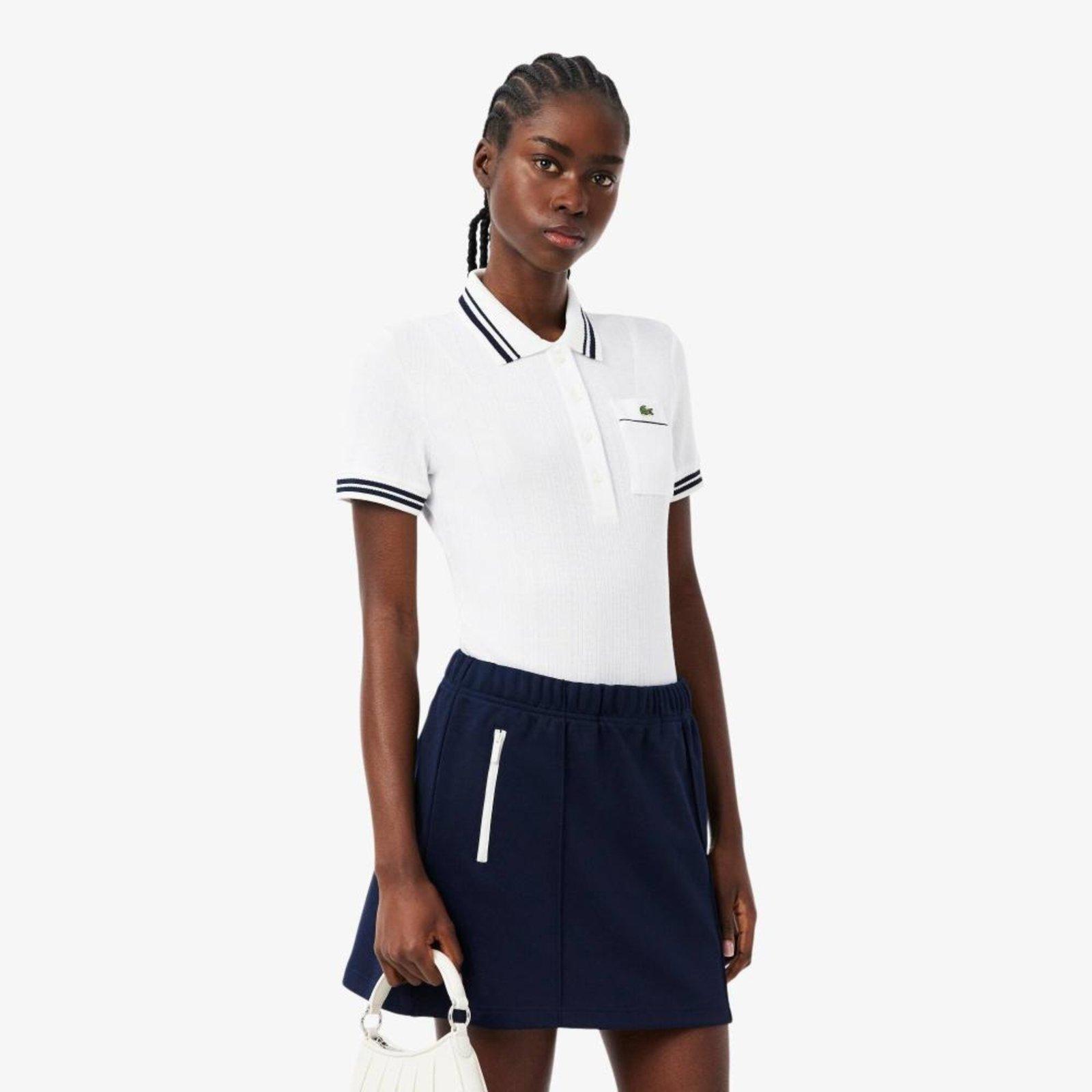 Polo Canelada Fabricada na França — Modelagem ajustada Branco