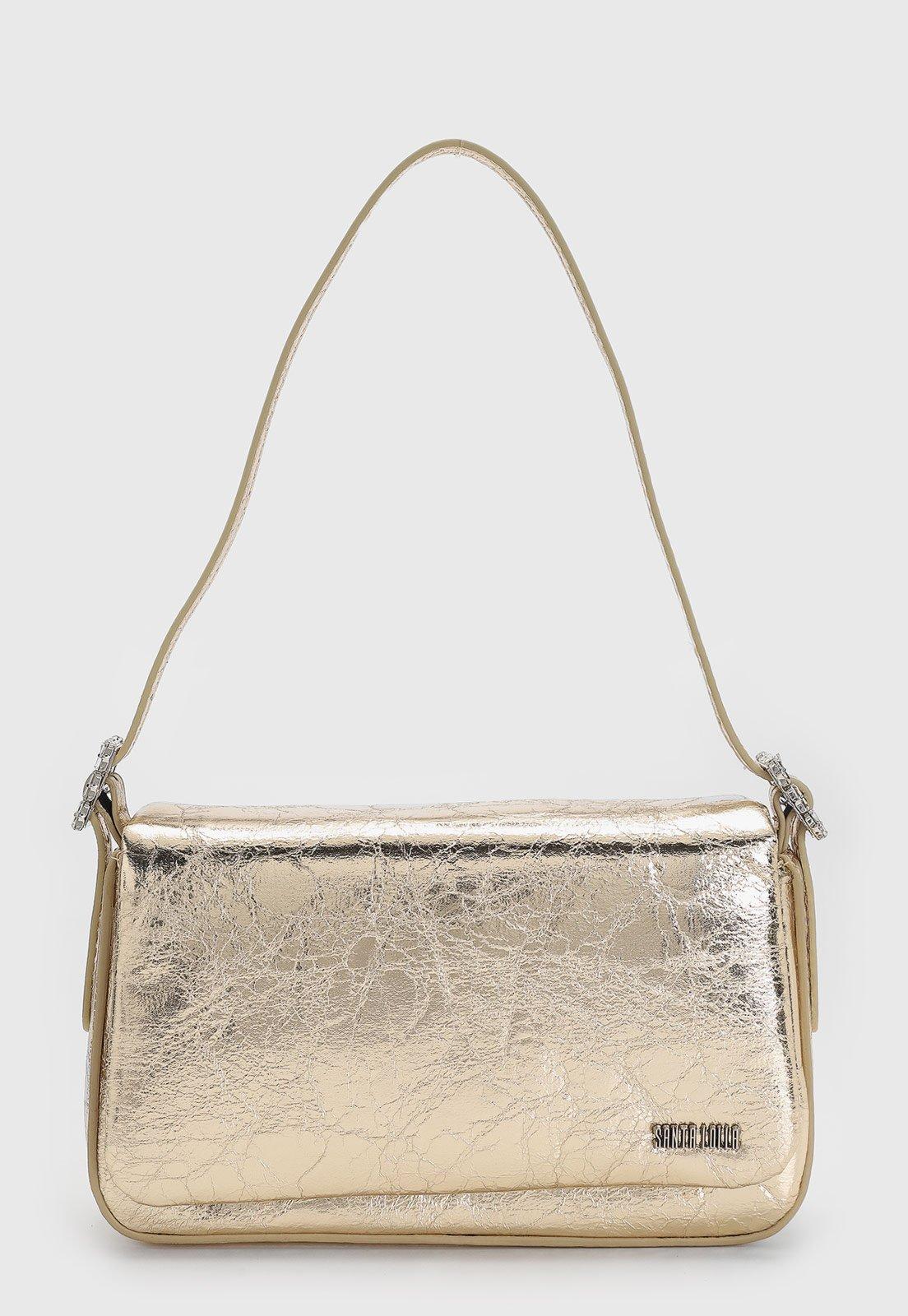 Bolsa Feminina Santa Lolla Média Metalizada Dourada