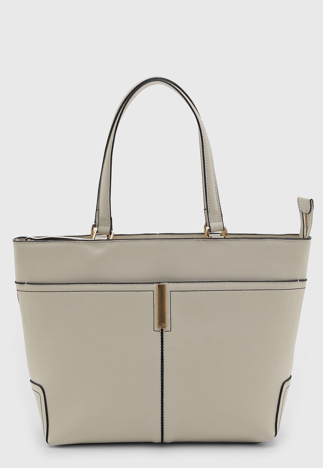 Bolsa Feminina Jorge Bischoff Couro Estruturada Bege