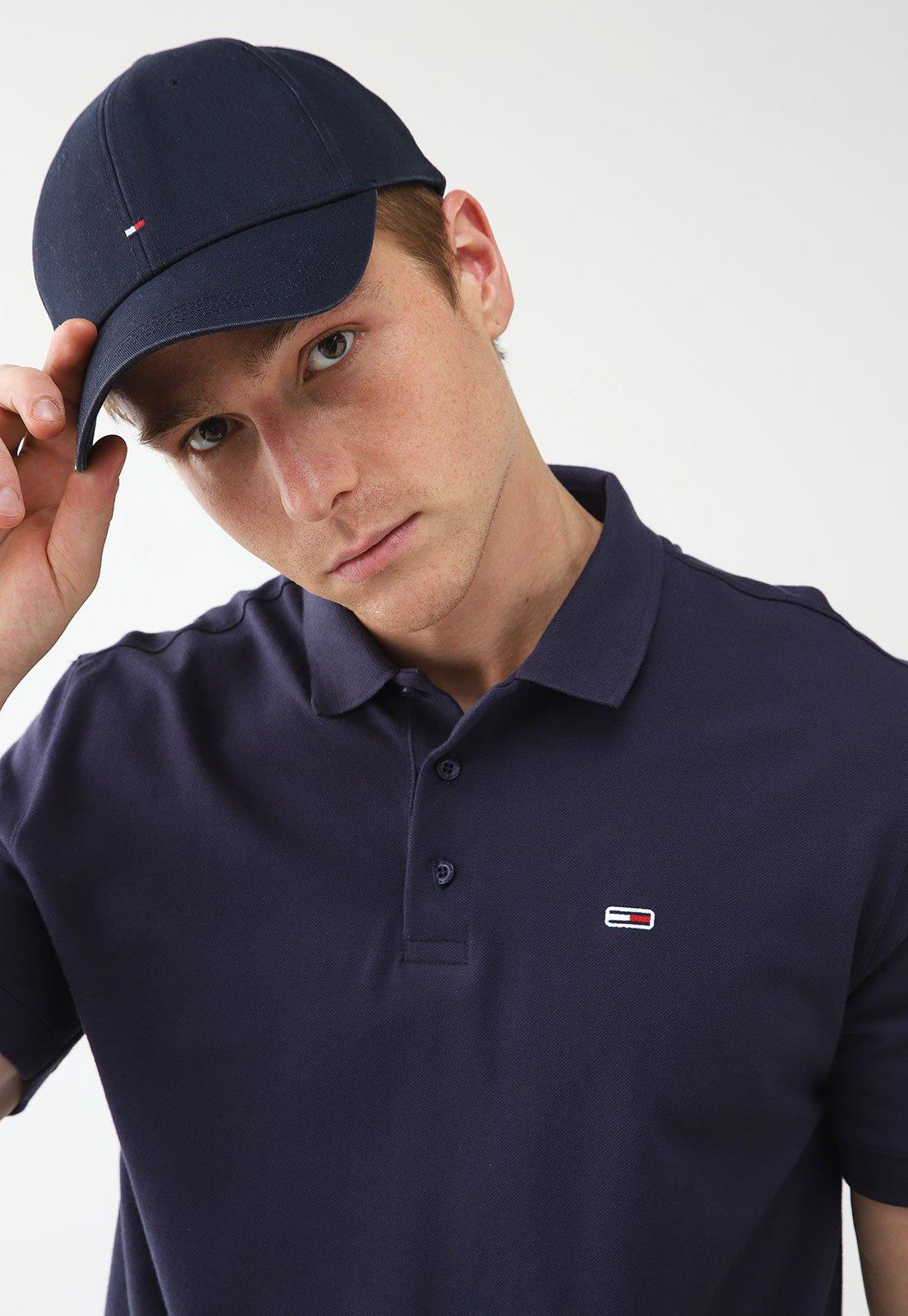 Camisa Polo Masculina Tommy Jeans Badge Tee Azul