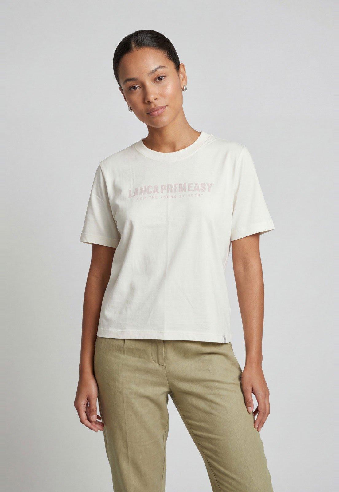 Camiseta Feminina Lança Perfume Gola Redonda Branca