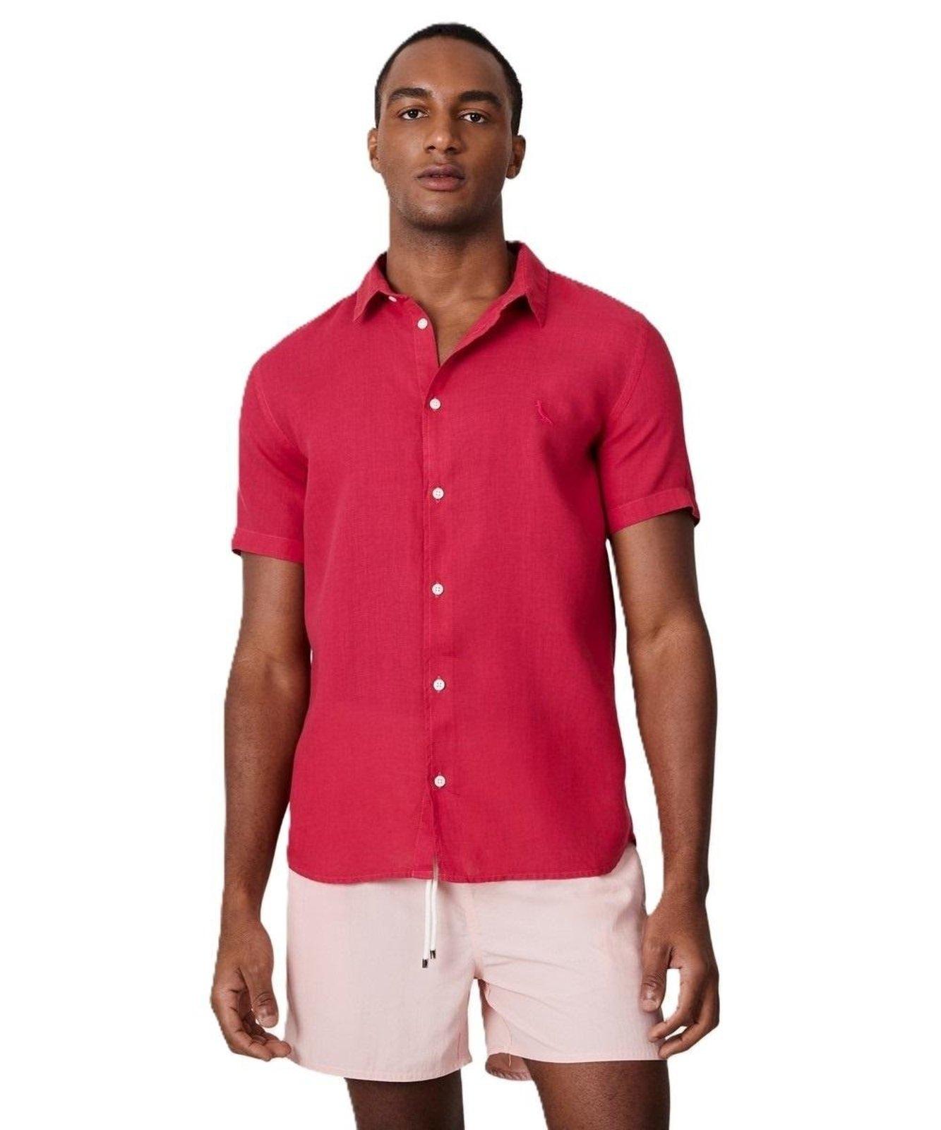 Camisa Manga Curta Linho Tinturado Reserva MAGENTA G