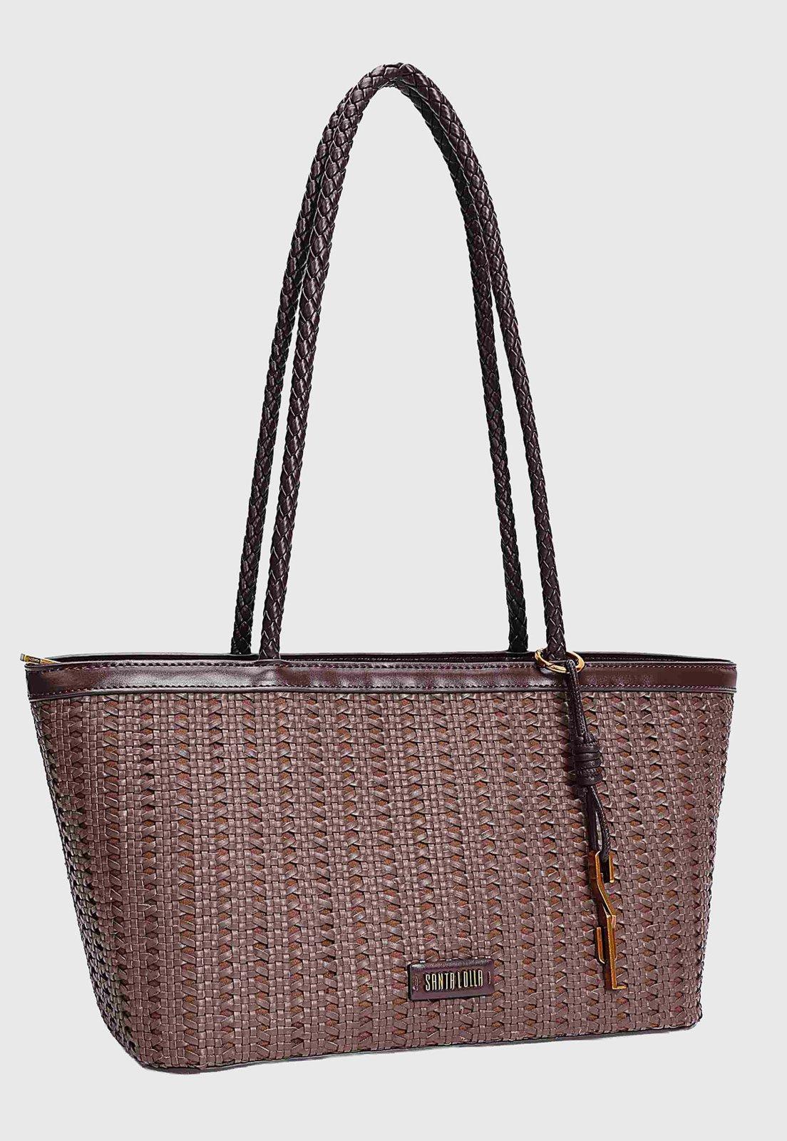 Bolsa Feminina Santa Lolla Grande Alças Trançadas Marrom
