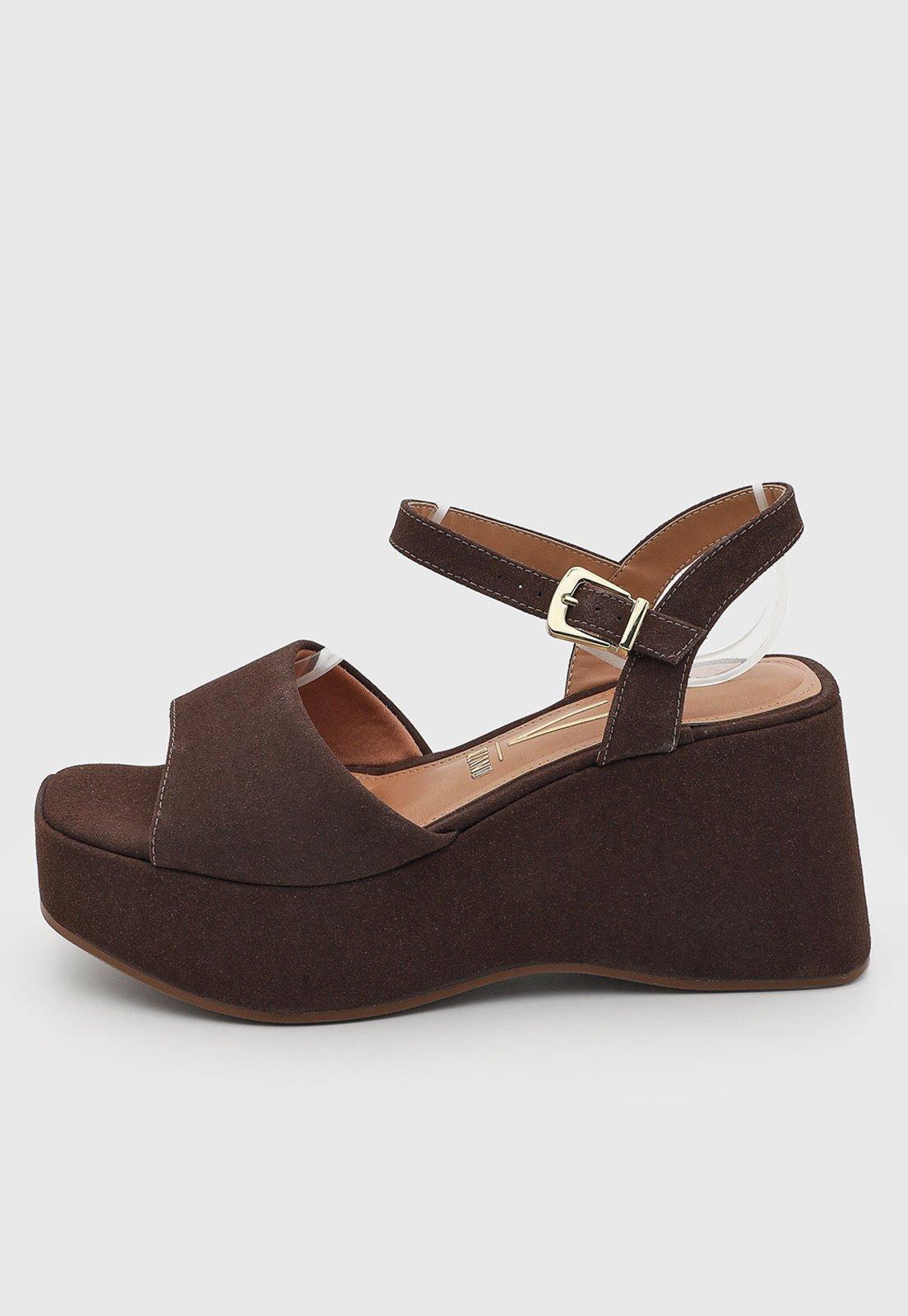 Sandália Feminina Vizzano Plataforma Suede Marrom