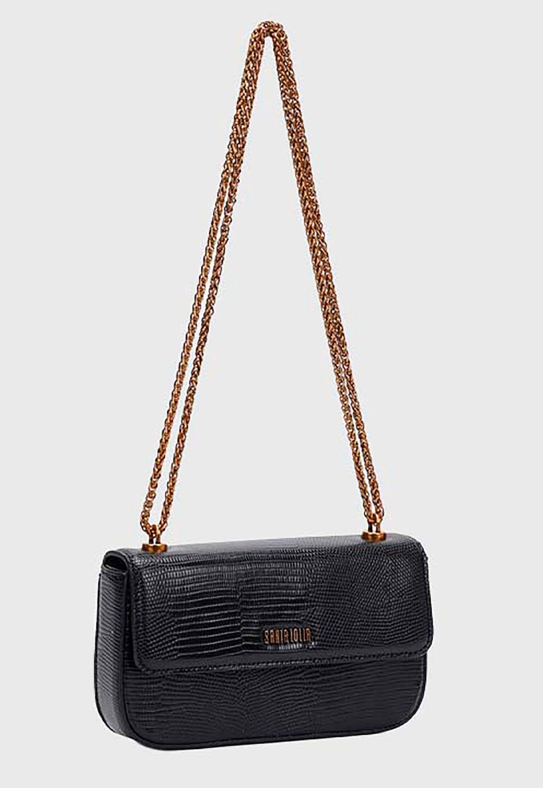 Bolsa Santa Lolla Lezard Corrente Preta