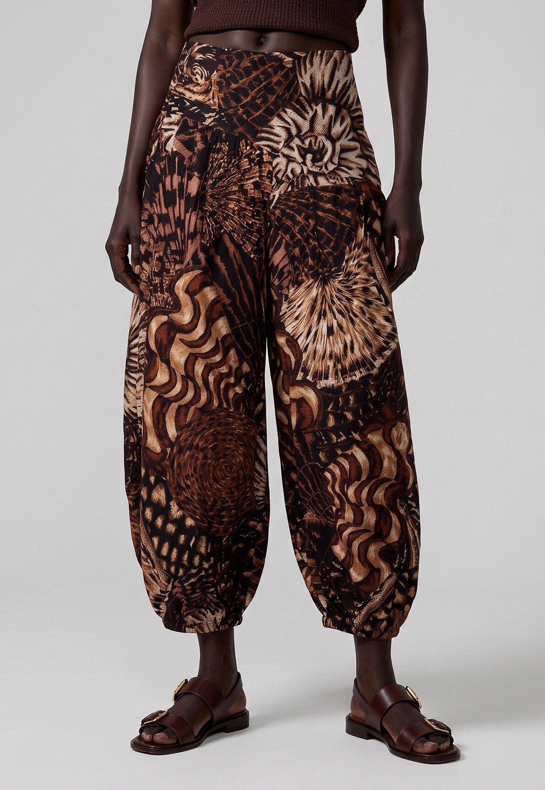 Calça Feminina FARM Animal Print Marrom