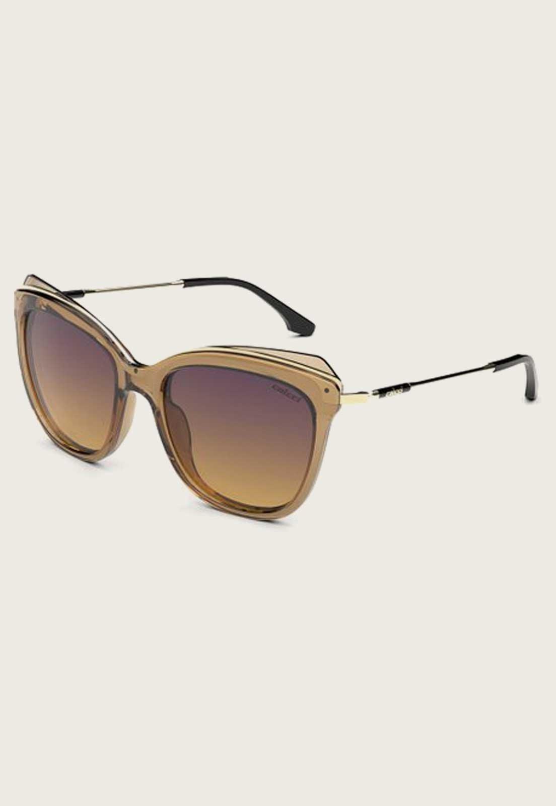 Óculos de Sol Feminino Colcci Lua Bege Translúcido e Dourado