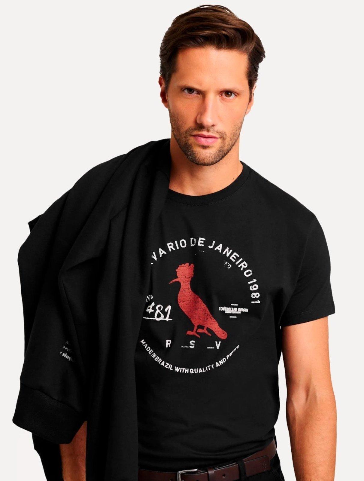 Camiseta Reserva Masculina Carimbo Gaze Color Preta