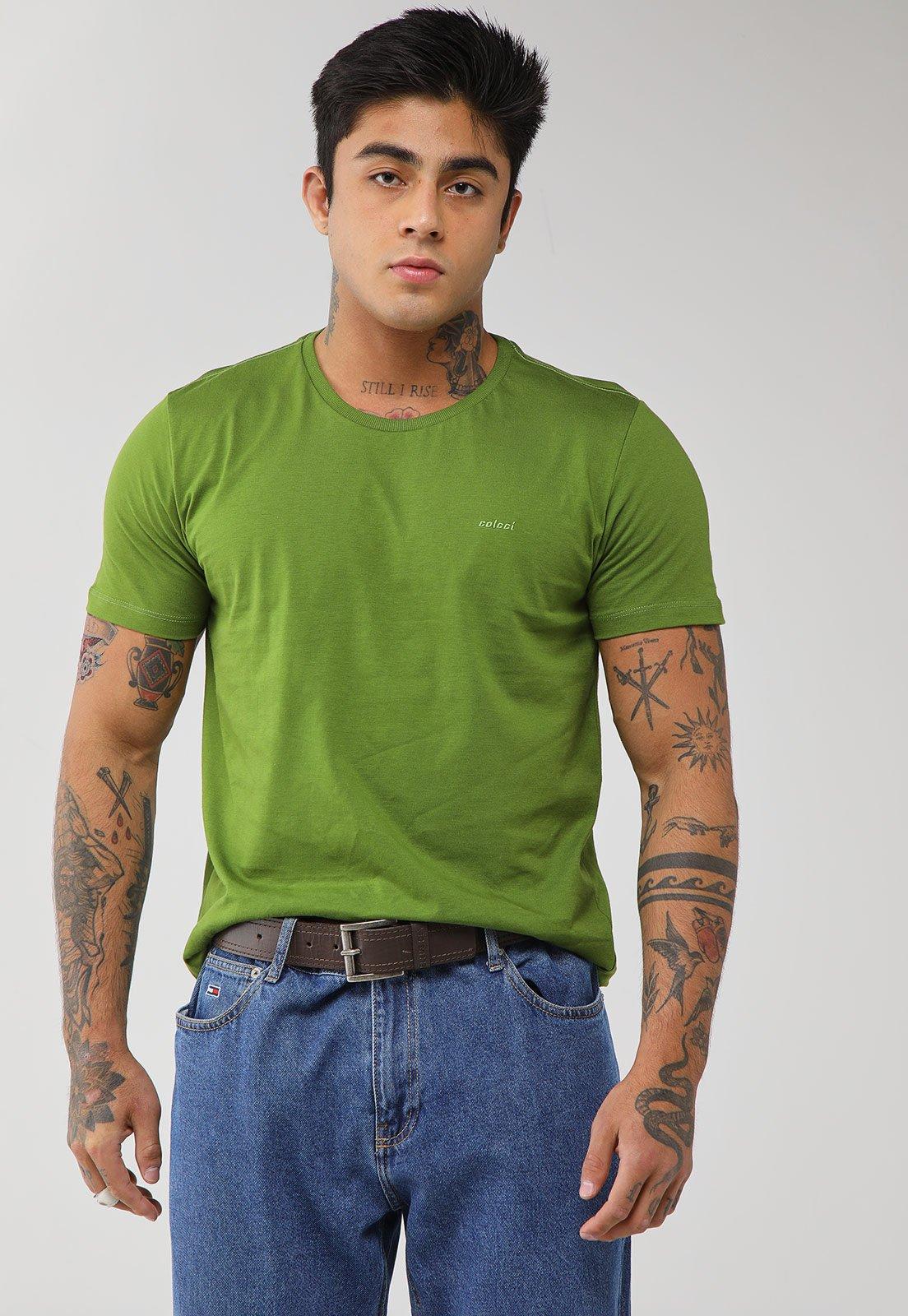 Camiseta Masculina Colcci Logo Bordado Verde