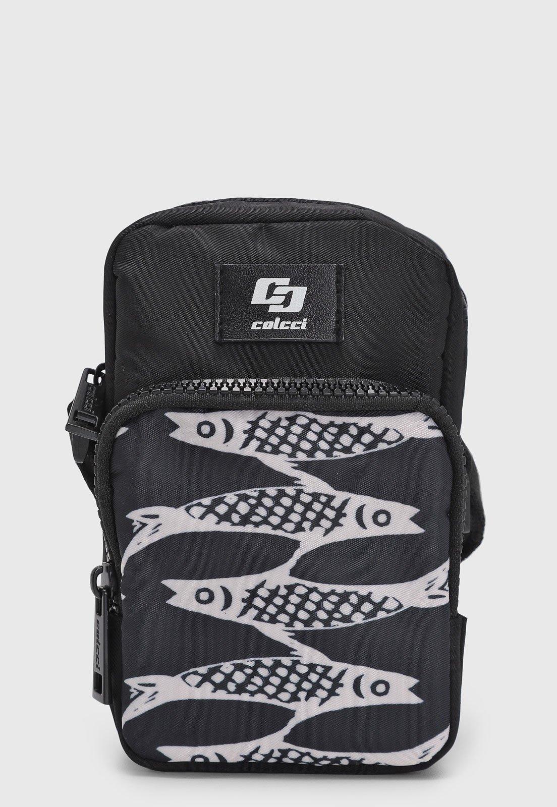 Bolsa Feminina Colcci Pequena Estampa de Peixes Preta