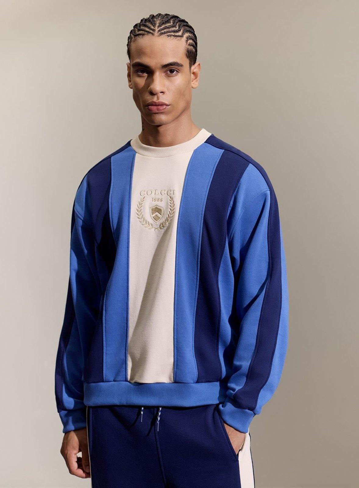 Blusão Moletom Com Listras Colcci Azul/Bege