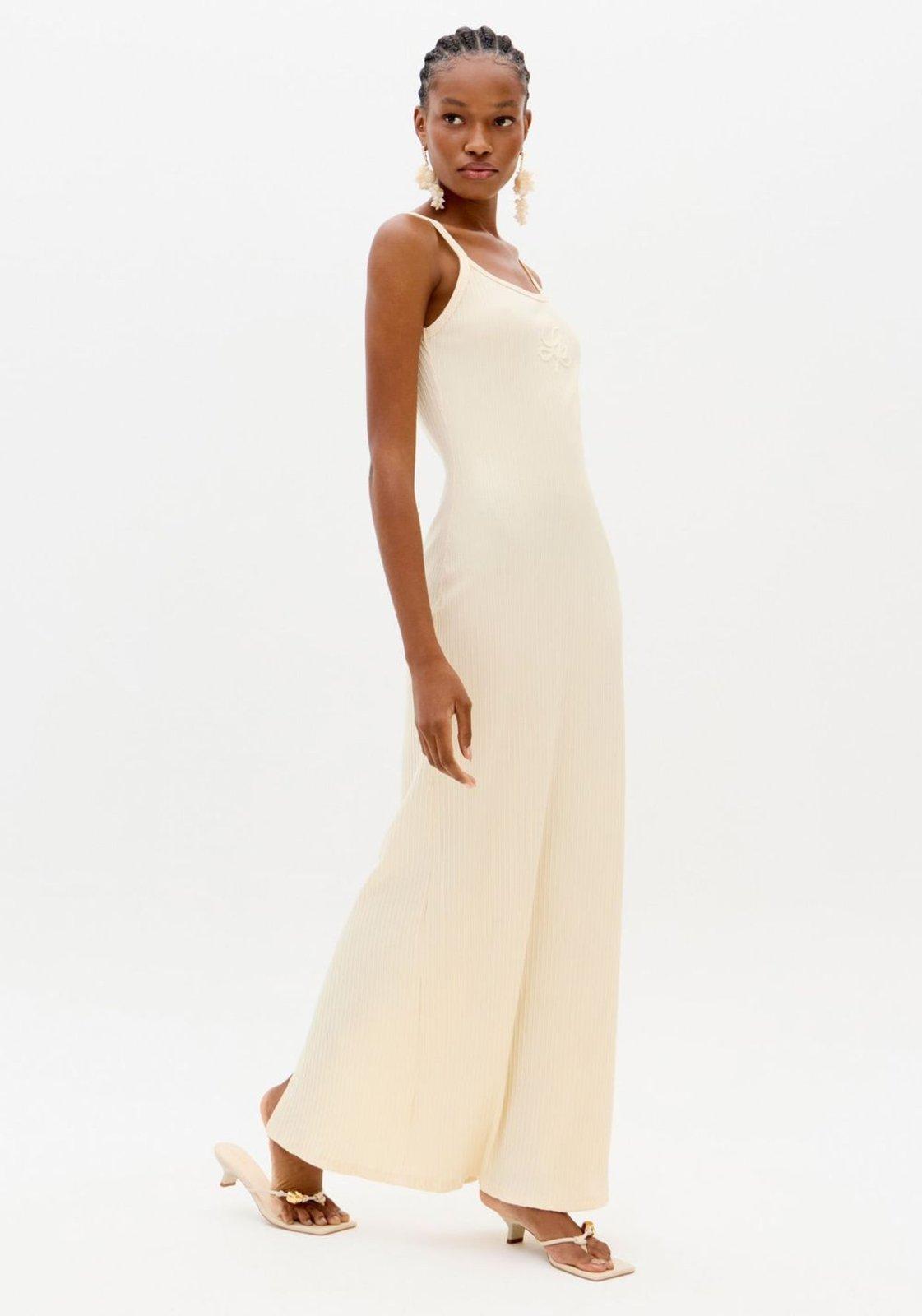 Vestido Canelado Super Midi De Alças Lança Perfume
