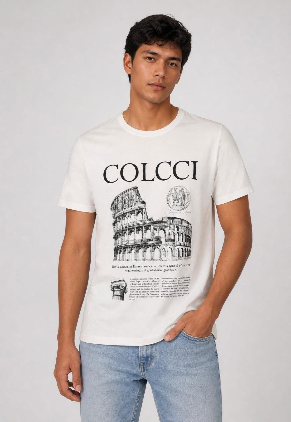 Camiseta Masculina Colcci Coliseu Branca