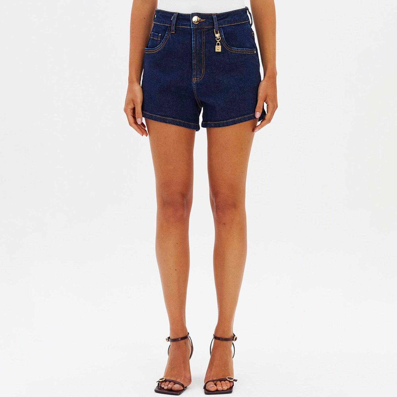 Short Jeans Lança Perfume Comfort Mid In26 Azul Feminino